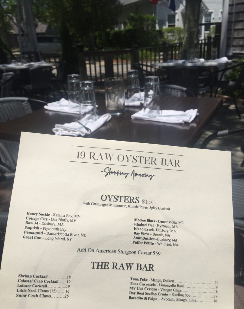 Raw Oyster Menu Martha's Vineyard Restaurants: 19 Raw Oyster Bar Offers 12 Different Fresh Oysters Eddgartown Dining