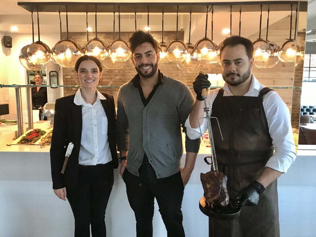 Co-owner Thiago Machado, restaurant manager, Stephanie Carvalho, and chef at
Golden Bull Brazilian Steakhouse Vineyard Haven Martha's Vineyard New for 2019