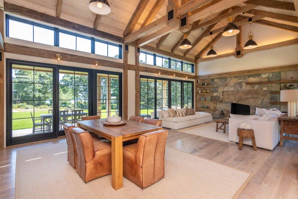 Great Room Features Vaulted Ceiling With Beams Water Views Of Katama Bay Martha's Vineyard Vacation Rentals Newly Listed Point B Rentals